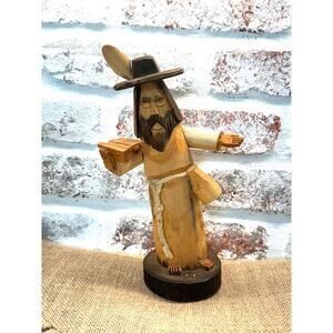 Pete Ortega Signed Wood Sculpture St. Pasquale Make Food Not War